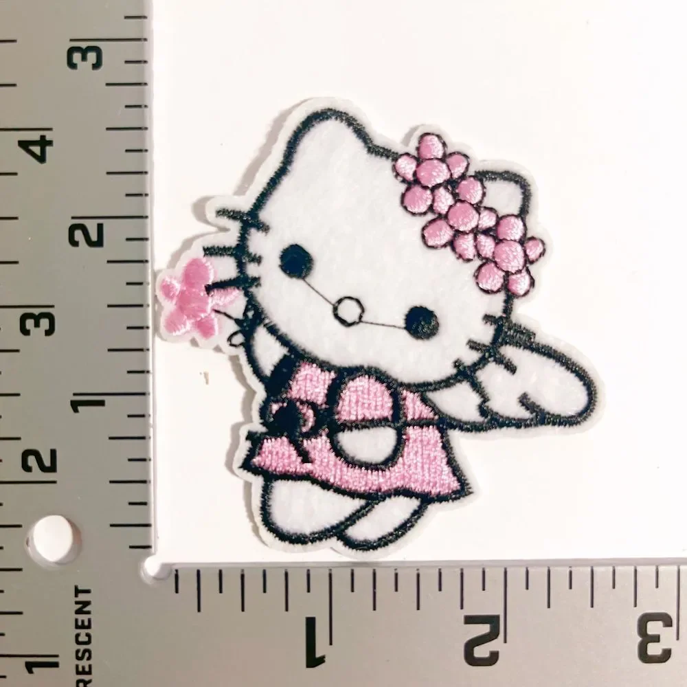 Pink Girly Hello‎ Kitty Flowers-Iron on Patch